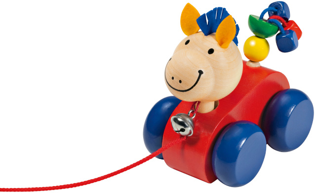 donkey Lilli 12 cm wood red/blue