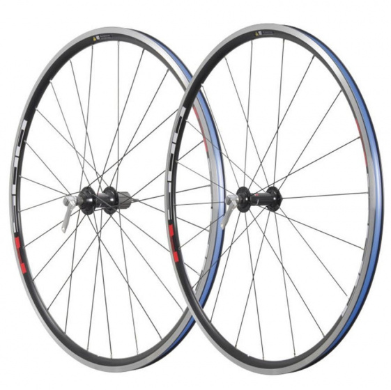 Shimano wielset r501 28 inch qr aluminium zwart/rood