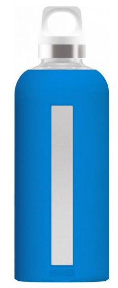 drinking bottle 500 ml glass/silicones blue