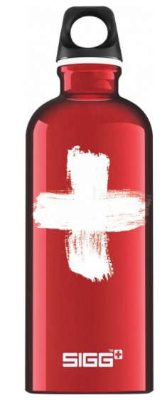drinking bottle Swiss 600 ml 21.5 ml aluminium red/white