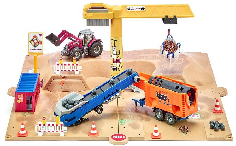 construction site with tractor 54 x 54 cm brown 9-piece (5701)