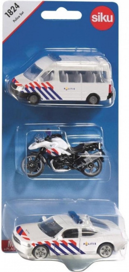 Siku policajná súprava 21 x 9,5 cm oceľová biela 3-dielna