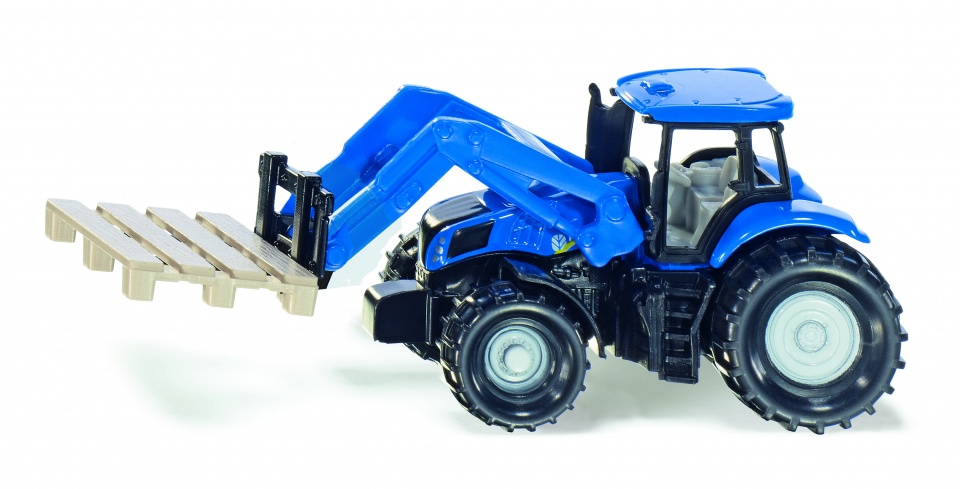 Siku Traktor New Holland s paletovou vidlicou a paletovou modrou (1487)