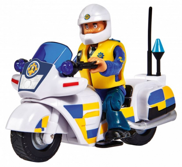Simba policajná motorka Požiarnik Sam junior 16 cm biela 5-dielna