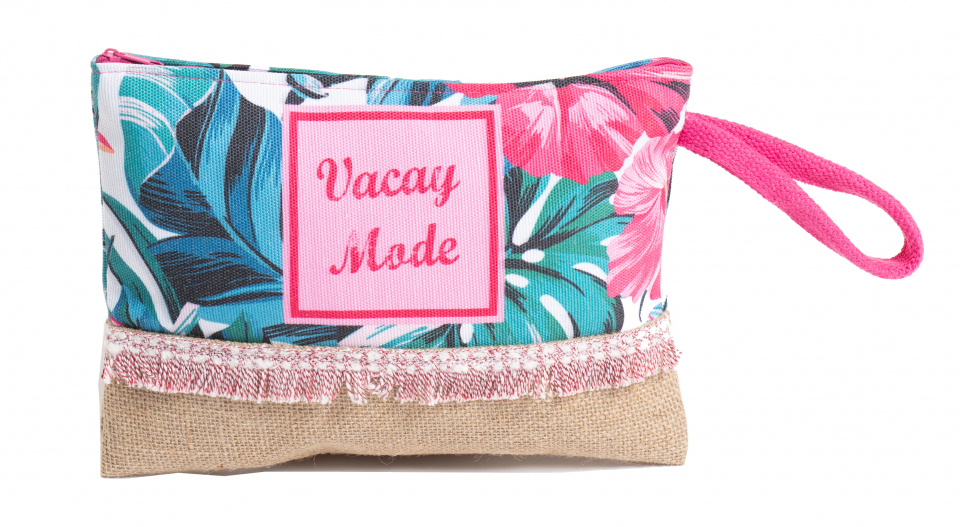 plážová taška Vacay Mode dámska 20 cm textilná ružová/biela