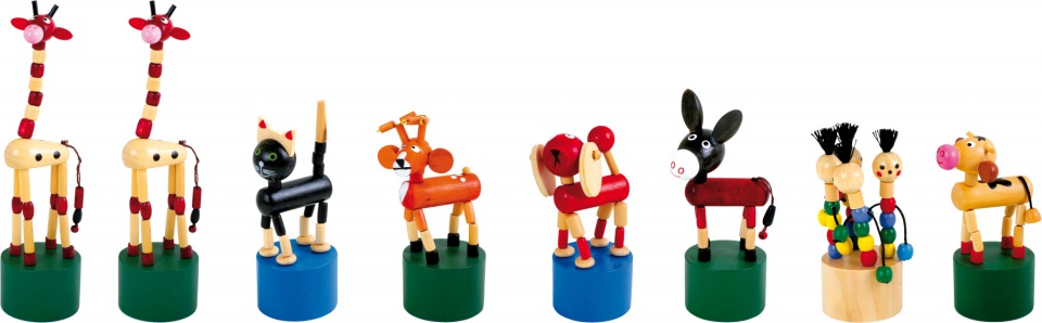 Small Foot drukdieren set hout junior 18 cm 8 stuks