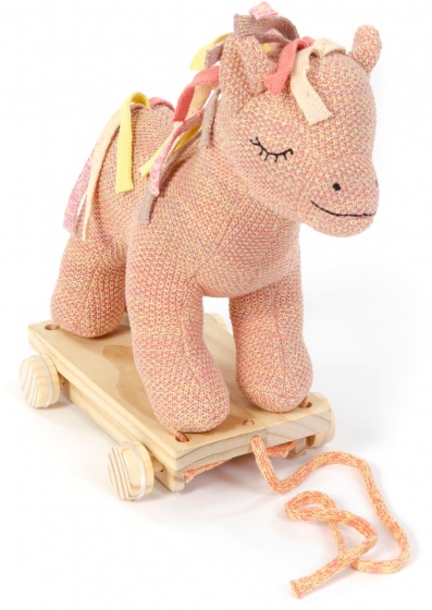 Smallstuff trekdier paard gebreid 30 cm roze Smallstuff trekdier paard gebreid 30 cm roze