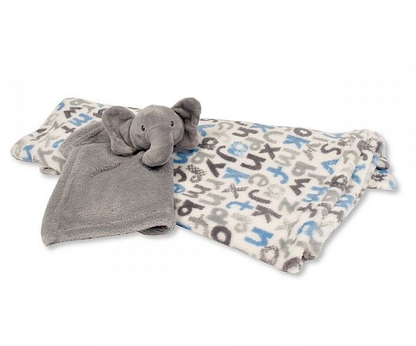 Snuggle Baby detská deka so sloníkom plyšová deka sivá/biela súprava 2-dielna