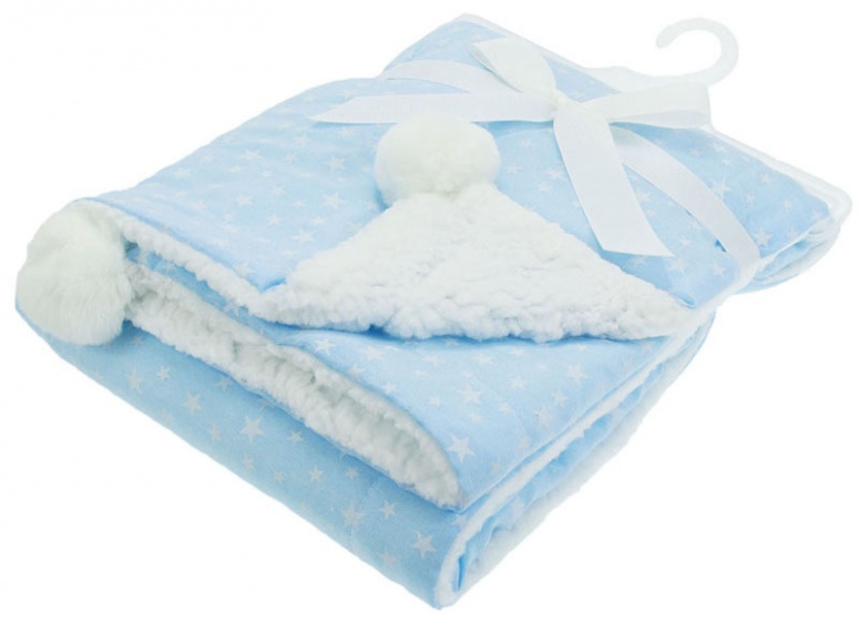 Soft Touch detská deka hviezdy bambulka 75 x 100 cm modrá