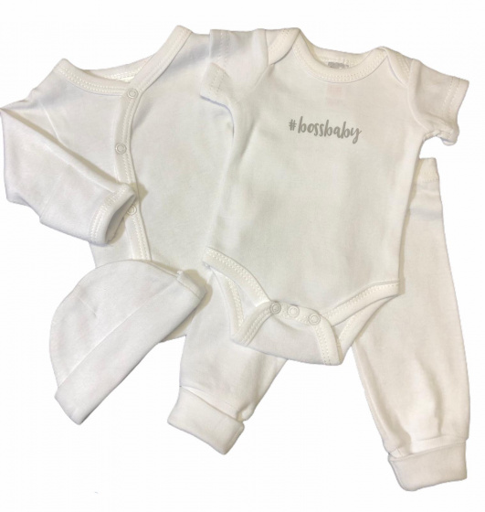 Soft Touch babykleding set Boss katoen wit 4 delig mt 50/56 Soft Touch babykleding set Boss katoen wit 4 delig mt 50/56
