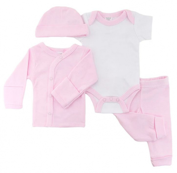 Soft Touch babykleding set meisjes katoen roze 4 delig mt 50/56 Soft Touch babykleding set meisjes katoen roze 4 delig mt 50/56