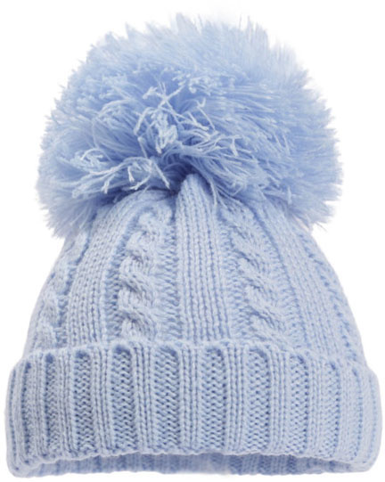 baby hat Elegance pompom acrylic light blue size M