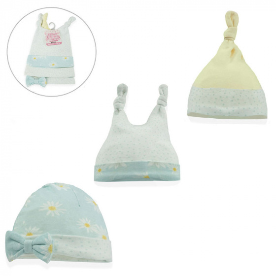baby caps Daisy junior cotton blue-yellow 3 pieces