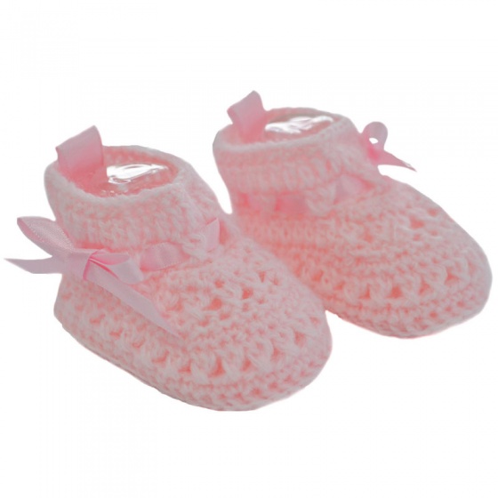 baby slippers crocheted girls pink 0-3 months