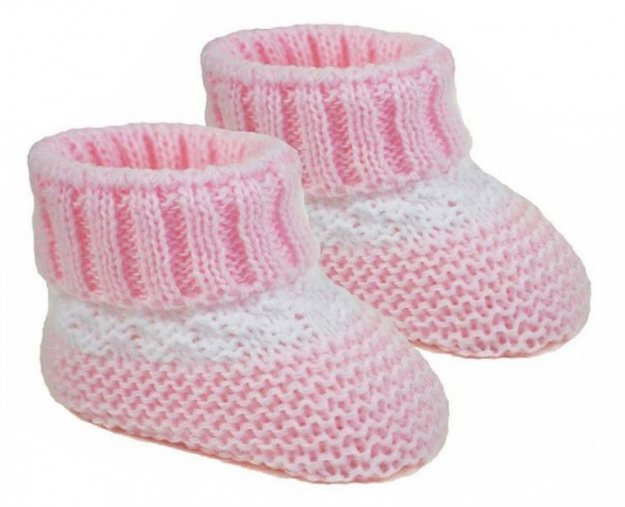 baby slippers stripe acrylic pink 0-3 months