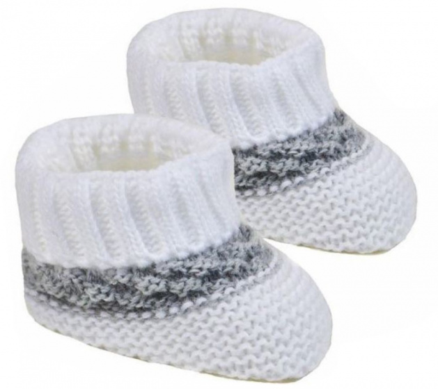 baby slippers stripe acrylic white 0-3 months