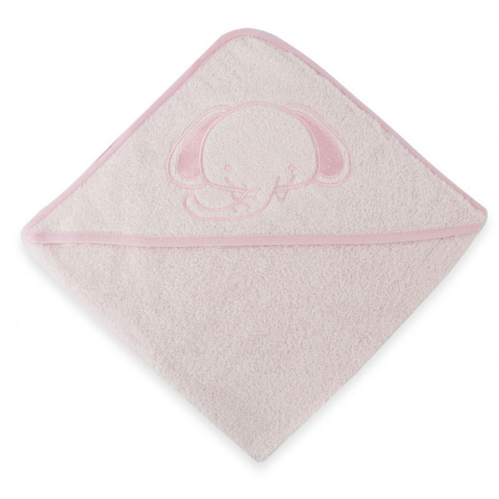 bath cape Elephant 70 x 70 cm cotton pink