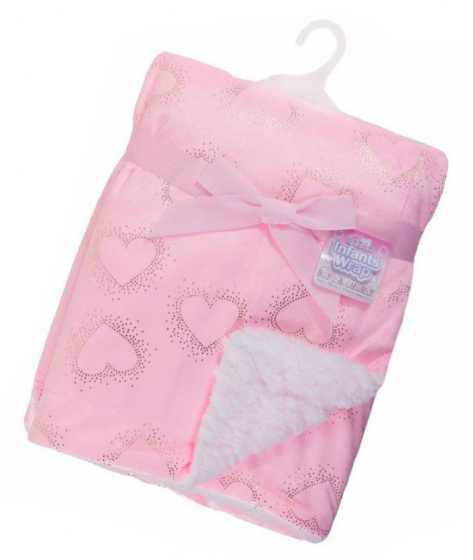 blanket hearts 75 x 100 cm polyester/ sherpa pink