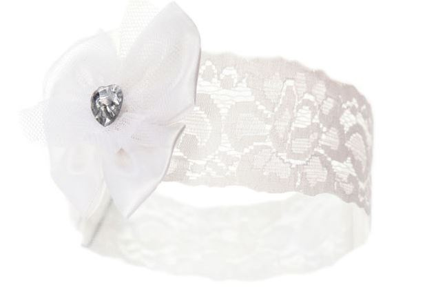 Soft Touch Dievčenská čelenka do vlasov bow & Gem polyester/elastan krémová