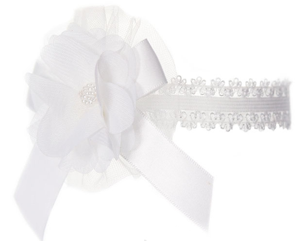 Soft Touch čelenka do vlasov Flower & Bow dievčenská polyesterová biela