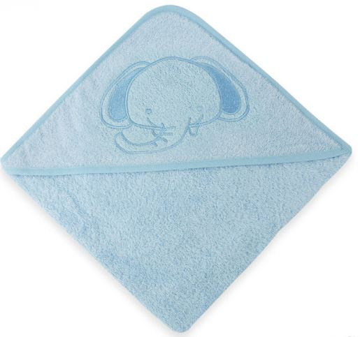 bath cape Elephant 70 x 70 cm cotton blue