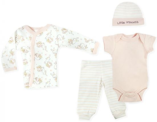 Soft Touch kledingset Bunny meisjes polyester wit/roze 5 delig Soft Touch kledingset Bunny meisjes polyester wit/roze 5 delig