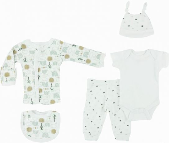 Soft Touch kledingset Elephant meisjes polyester wit 5 delig Soft Touch kledingset Elephant meisjes polyester wit 5 delig