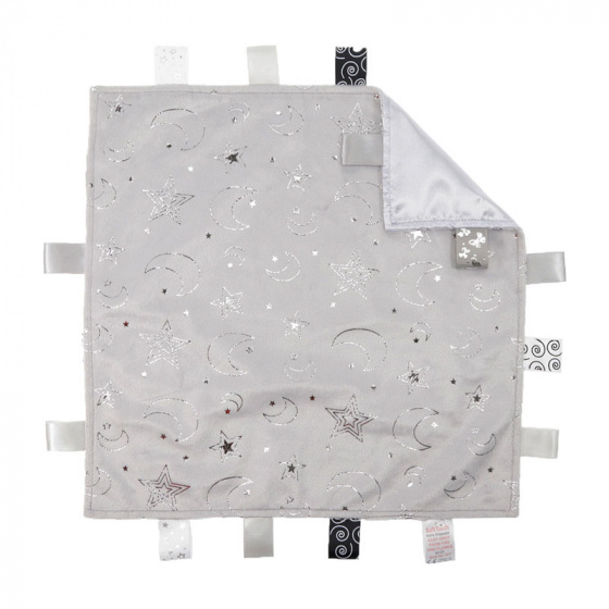 cuddly blanket with labels grey/silver 35 cm