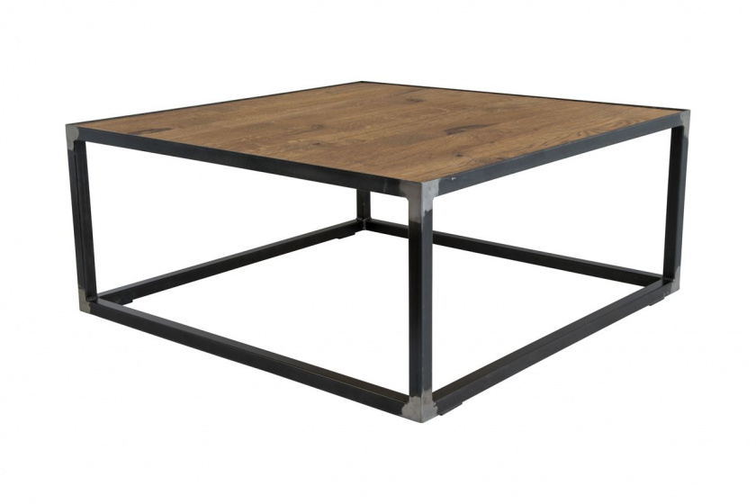 Spinder Design príručný stolík 80 x 80 x 35 cm oceľ/drevo čierna/hnedá
