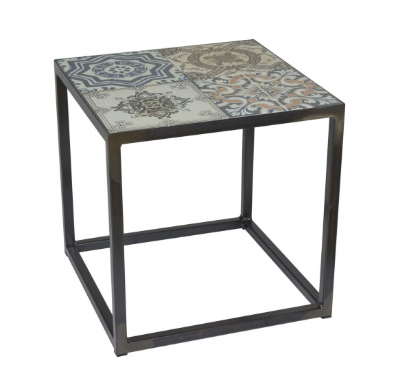 Spinder Design príručný stolík Ibiza 40 x 40 cm oceľ/keramika čierna
