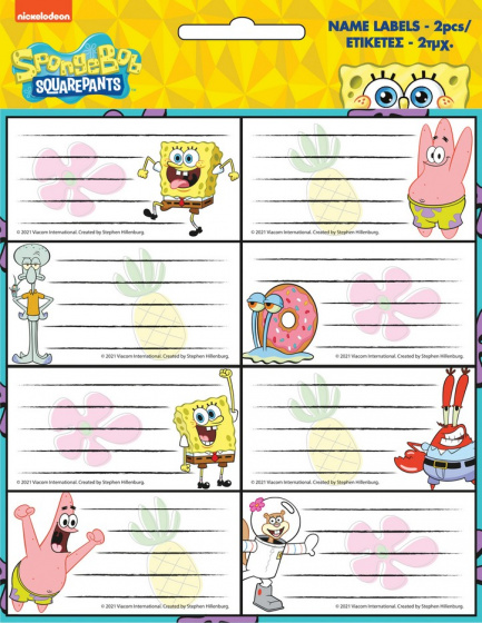 Spongebob etiketten junior wit 2 stuks