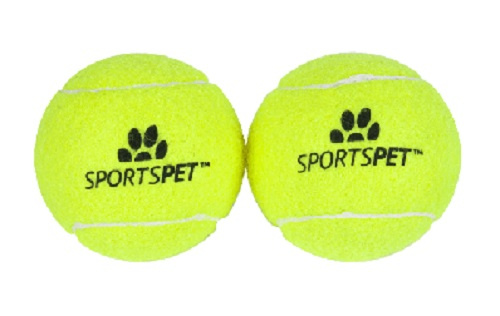 Sportspet tenisové loptičky pes 8 cm guma/filc žltá 2 kusy