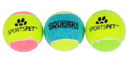 Sportspet tenisové loptičky s pískaním 6,5 cm guma/filc žltá 3 kusy