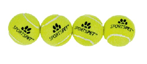 Sportspet tenisové loptičky šteniatko 4,8 cm guma/filc žltá 4 kusy