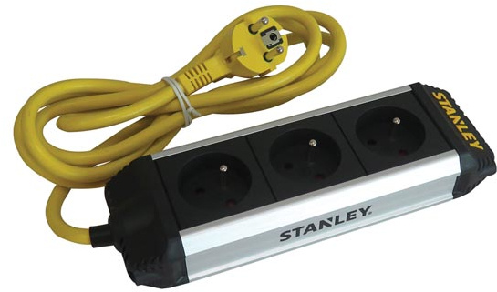 Stanley viacnásobná zásuvka Jadro 3-cestné 2 metre hliníkové čierne/strieborné