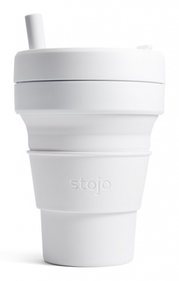 Stojo skladacia šálka na kávu 10,2 x 16,5 cm silikónová biela 470 ml