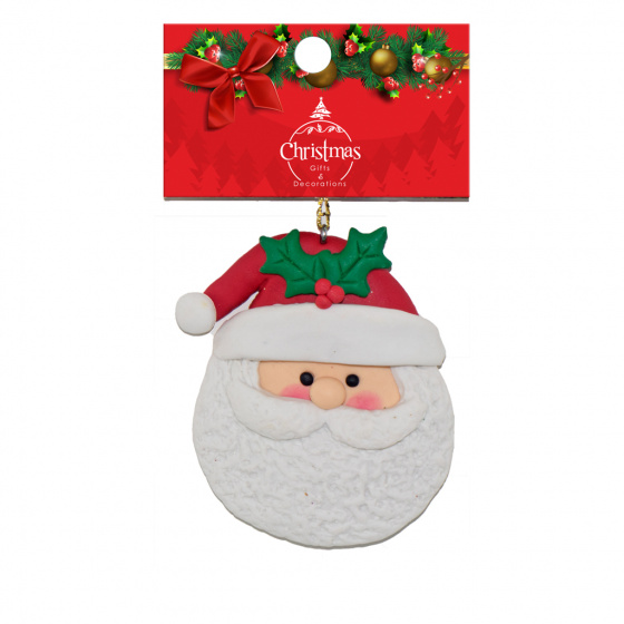 Stop & Look vianočný vešiak Santa Claus fúzy 9 cm porcelán červený/biely