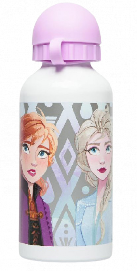 Stor drinkfles frozen meisjes 400 ml 14,5 cm aluminium wit/roze