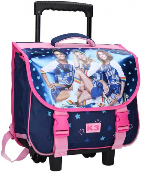 Studio 100 schooltas trolley k3 17 liter polyester blauw/roze