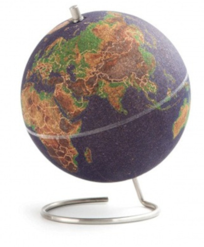 Suck UK wereldbol 14 x 18 cm kurk blauw
