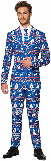 Suitmeister Vianočný modrý Nordicmen kostým polyesterový oblek veľkosť L