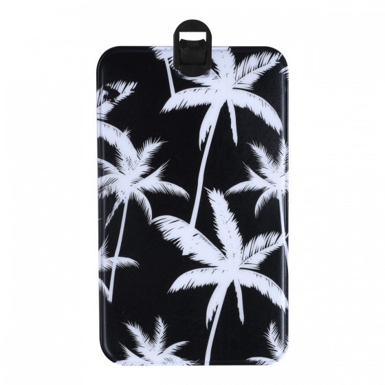 suitcase label palm tree 12.8 x 6.8 cm black