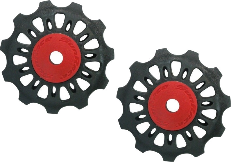 SunRace derailleurwieltjes 11 tanden 2 stuks zwart/rood
