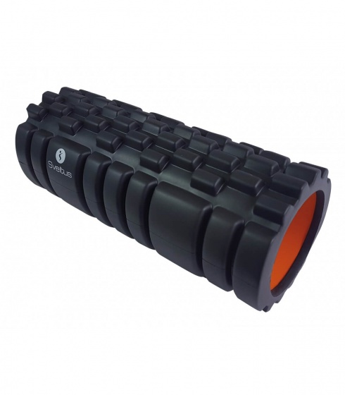 foam roller with Grid black/orange 33 x 14 cm
