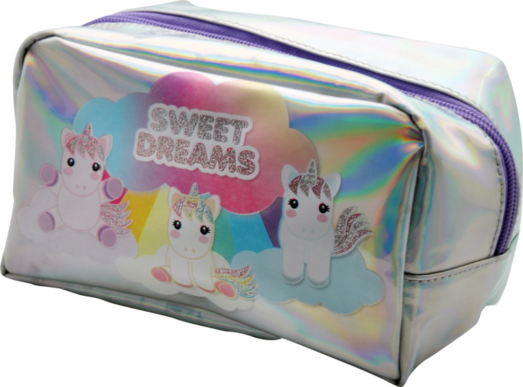 Sweet Dreams toilettas eenhoorn meisjes 24 cm polyester zilver