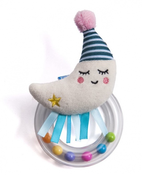Taf Toys rammelaar Mini Moon junior 13 cm blauw/wit Taf Toys rammelaar Mini Moon junior 13 cm blauw/wit