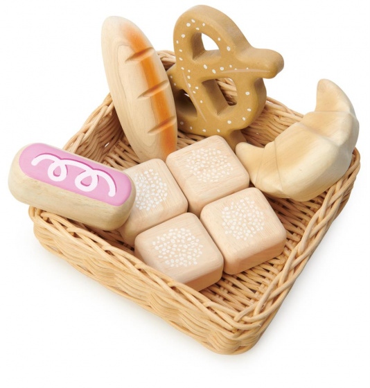 toy food basket 15,5 cm wood 9-piece