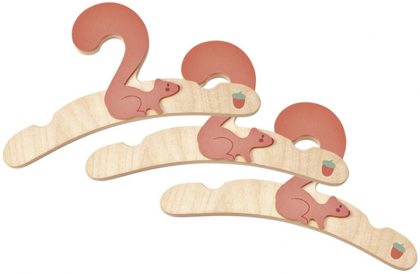 Tender Toys vešiaky na šaty veverička 26,8 cm drevo 3 kusy