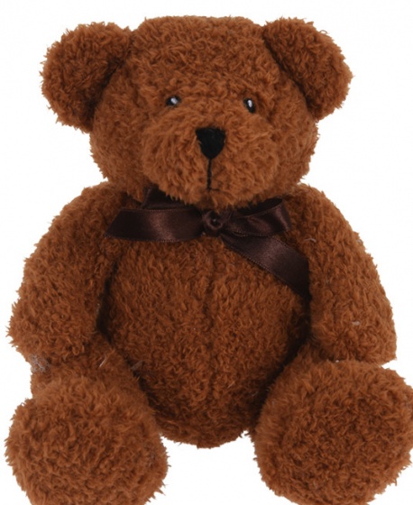 teddy bear with bow 17 cm dark brown