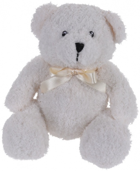 teddy bear with bow 17 cm white
